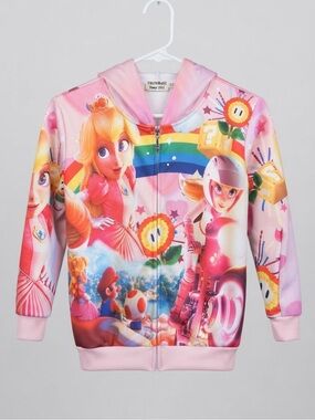 Princess Peach girls Jacket - Kids hooded jackets - Super Mario jacket size 7-8